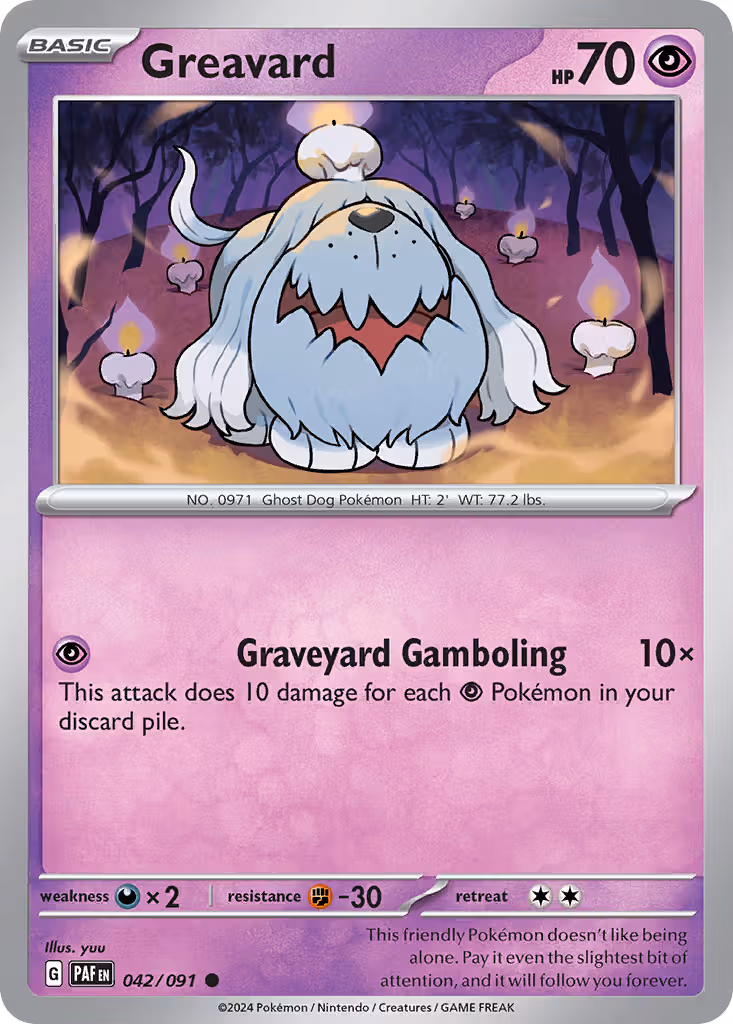 Greavard 42/91 Pokemon card