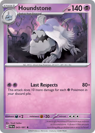 Houndstone 43/91 Pokemon card
