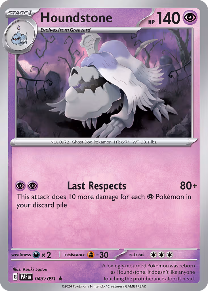 Houndstone 43/91 Pokemon card