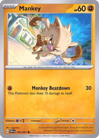 Mankey 45/91 Pokemon card