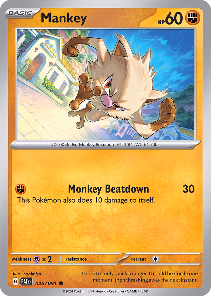 Mankey 45/91 Pokemon card