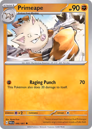 Primeape 46/91 Pokemon card