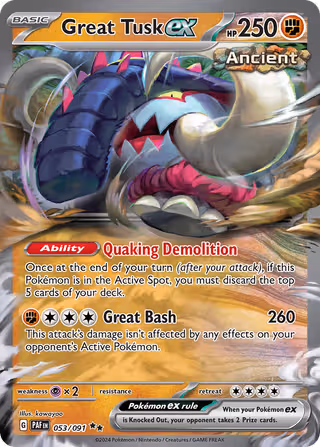 Great Tusk ex 53/91 Pokemon card