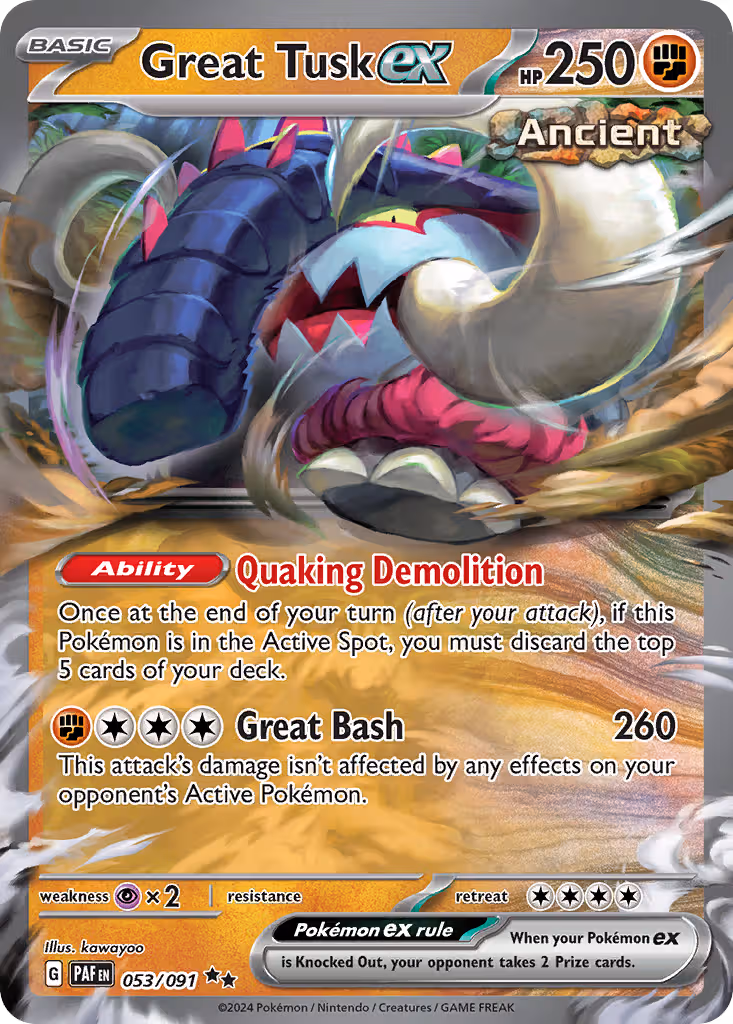 Great Tusk ex 53/91 Pokemon card
