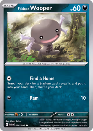Paldean Wooper 58/91 Pokemon card