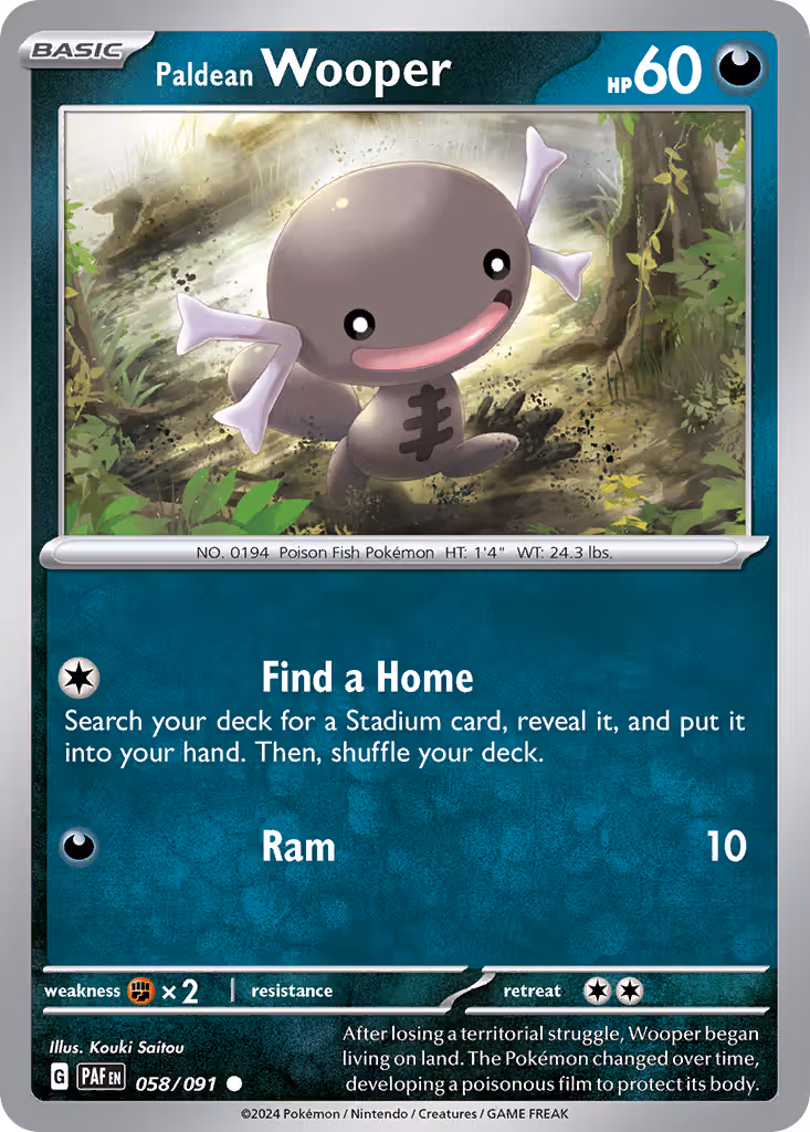 Paldean Wooper 58/91 Pokemon card