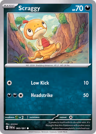 Scraggy 60/91 Pokemon card