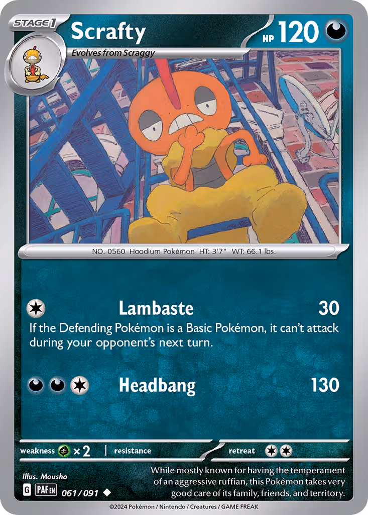 Scrafty 61/91 Pokemon card