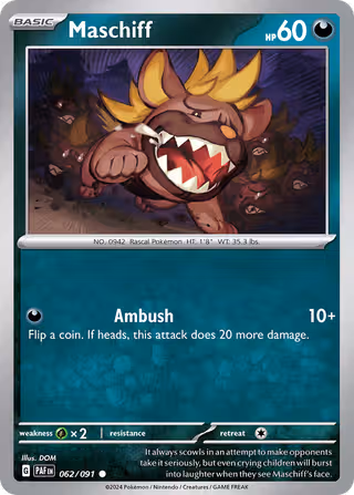 Maschiff 62/91 Pokemon card