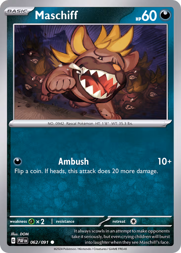 Maschiff 62/91 Pokemon card