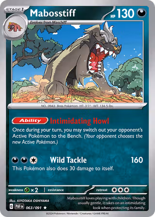 Mabosstiff 63/91 Pokemon card