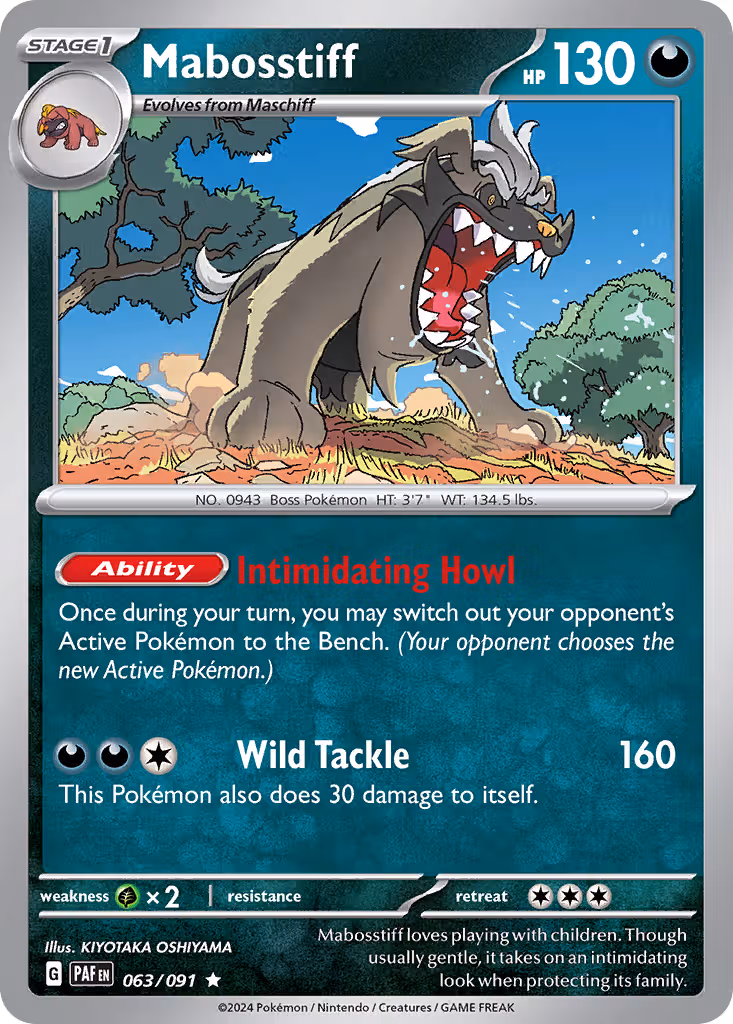 Mabosstiff 63/91 Pokemon card