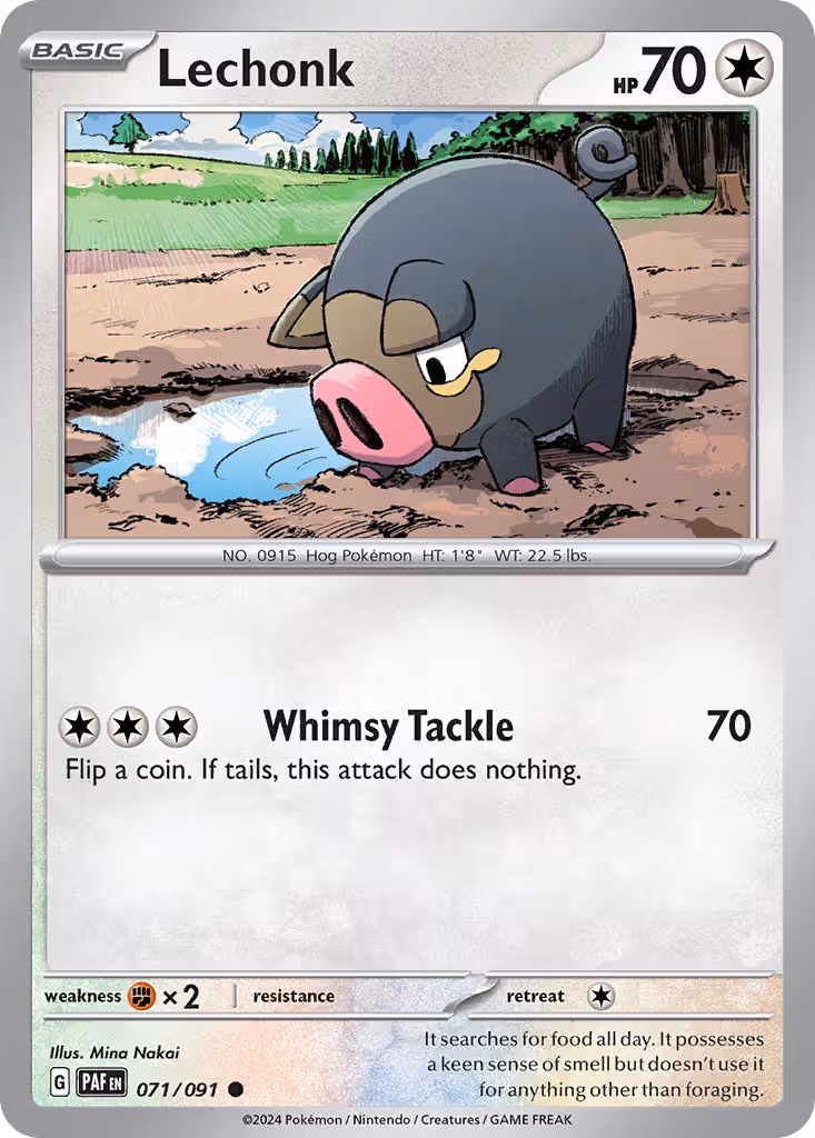 Lechonk 71/91 Pokemon card