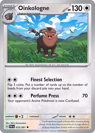 Oinkologne 72/91 Pokemon card