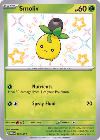 Smoliv 102/91 Pokemon card