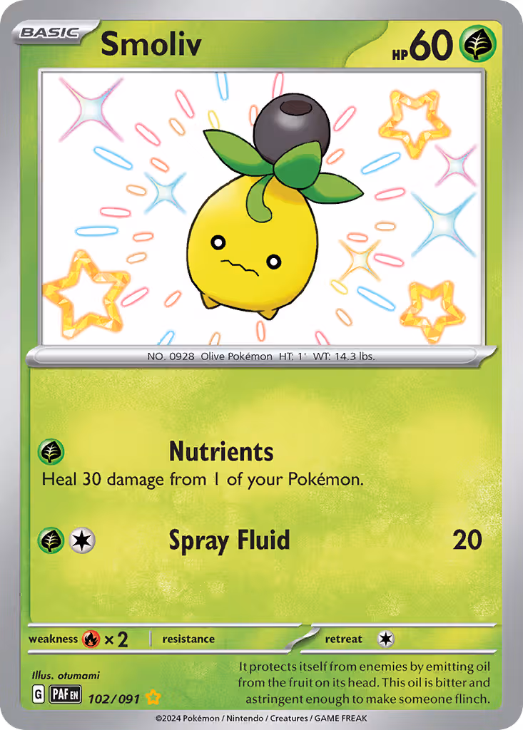 Smoliv 102/91 Pokemon card