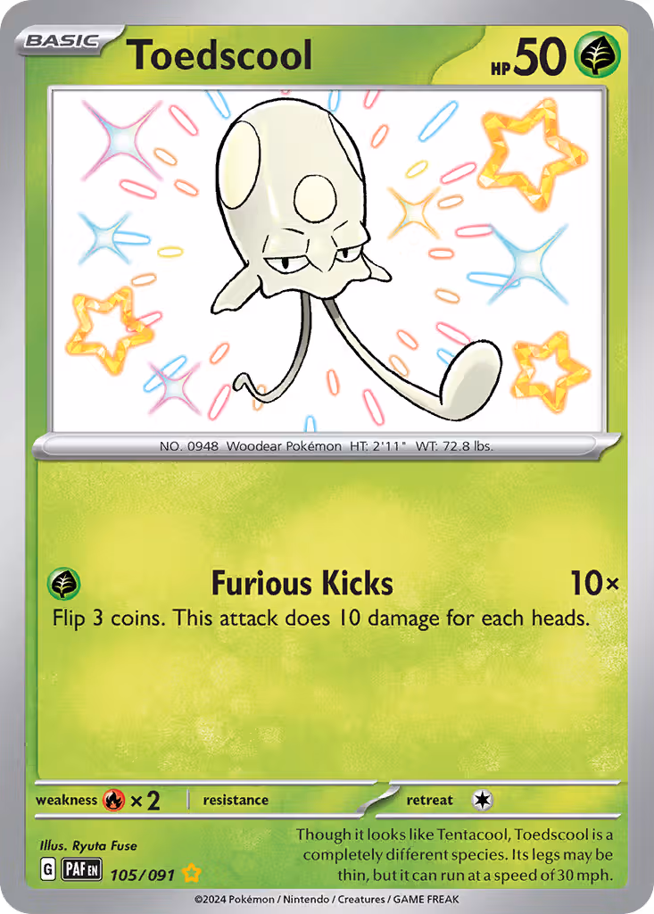 Toedscool 105/91 Pokemon card