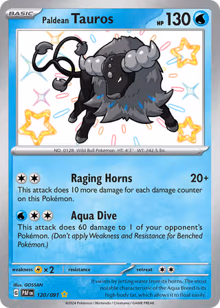 Paldean Tauros 120/91 Pokemon card