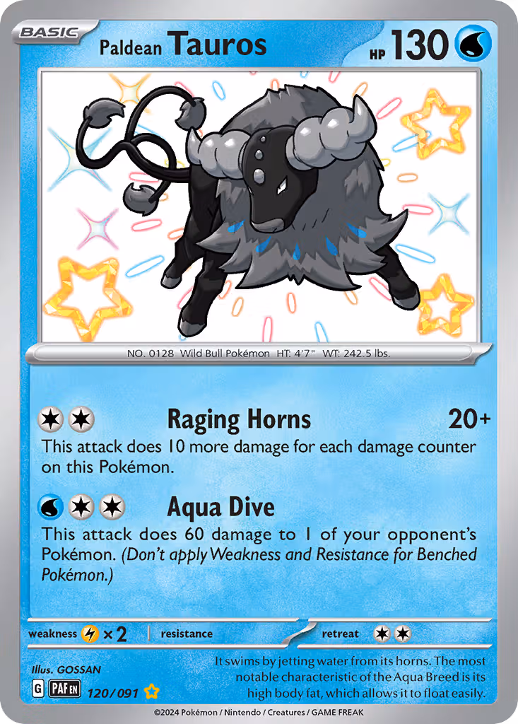 Paldean Tauros 120/91 Pokemon card