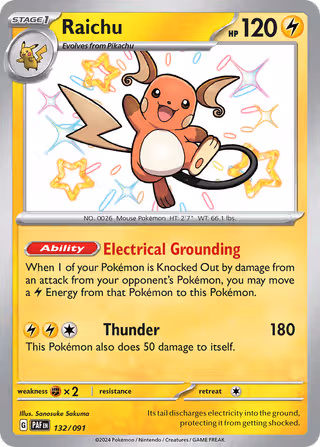 Raichu 132/91 Pokemon card