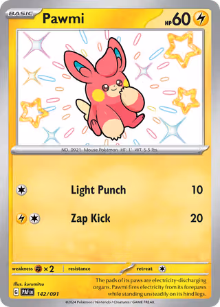 Pawmi 142/91 Pokemon card