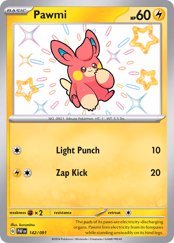 Pawmi 142/91 Pokemon card