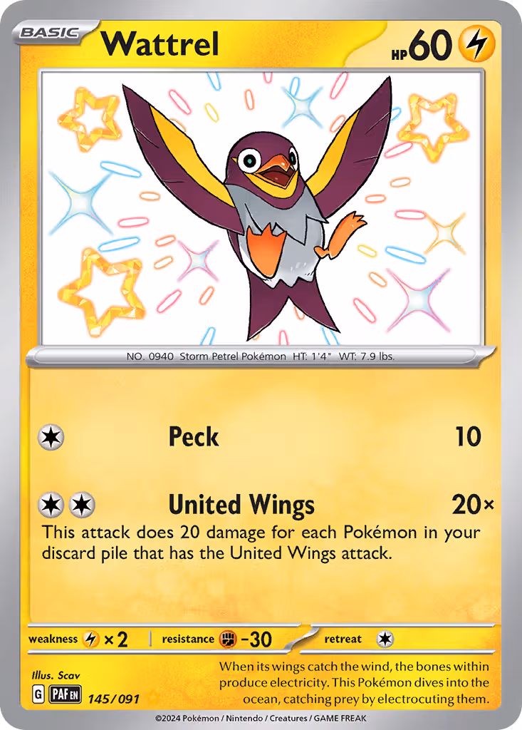 Wattrel 145/91 Pokemon card