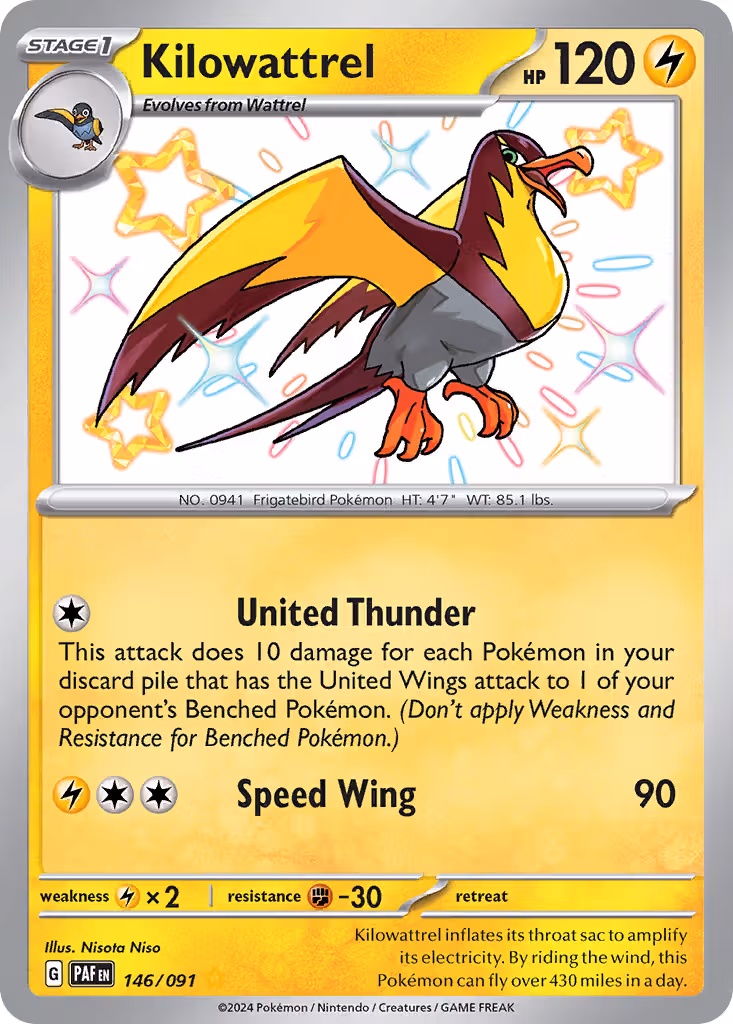 Kilowattrel 146/91 Pokemon card
