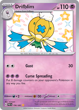 Drifblim 156/91 Pokemon card