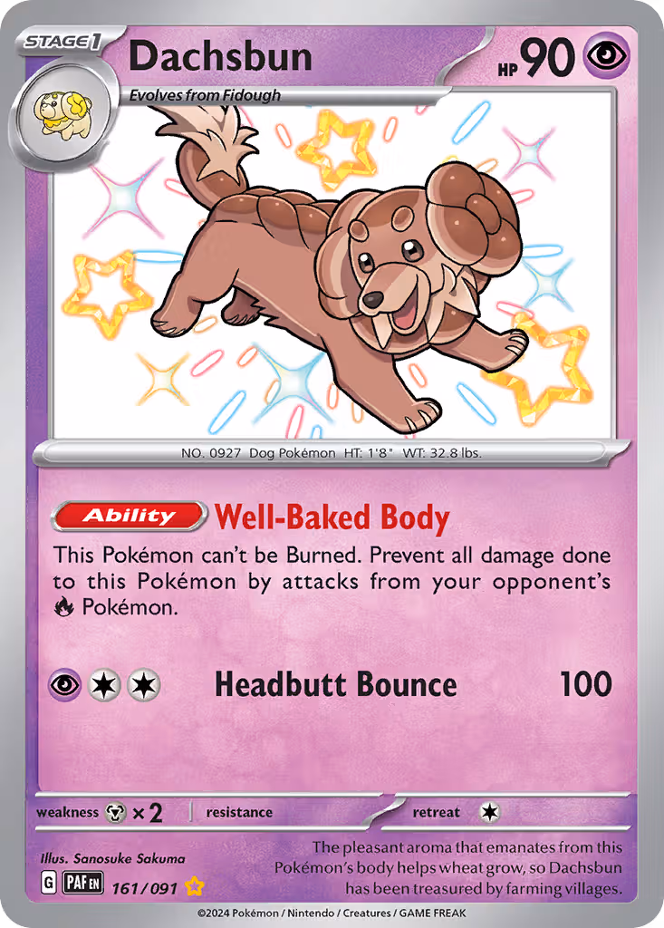 Dachsbun 161/91 Pokemon card