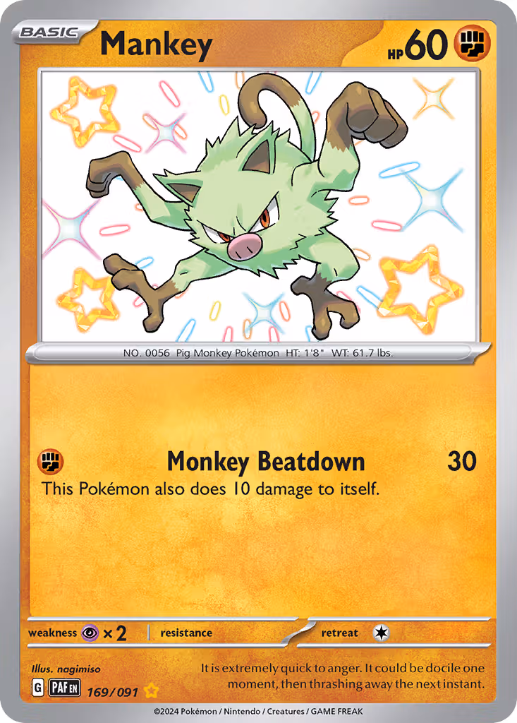 Mankey 169/91 Pokemon card