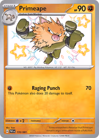 Primeape 170/91 Pokemon card