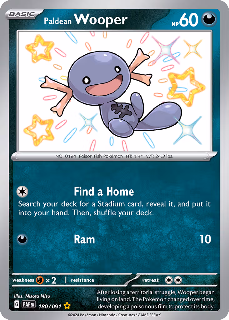 Paldean Wooper 180/91 Pokemon card