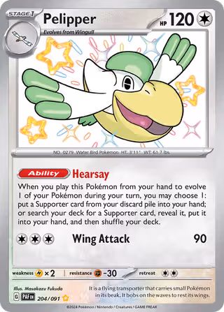 Pelipper 204/91 Pokemon card
