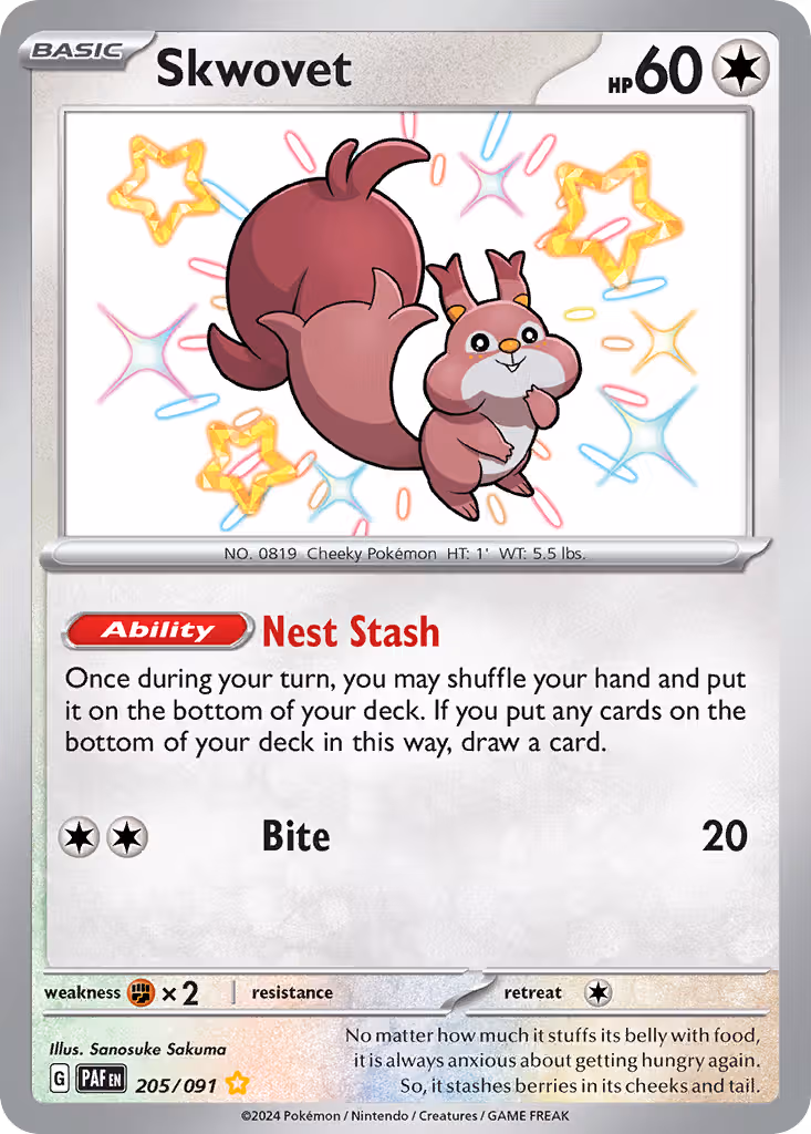Skwovet 205/91 Pokemon card