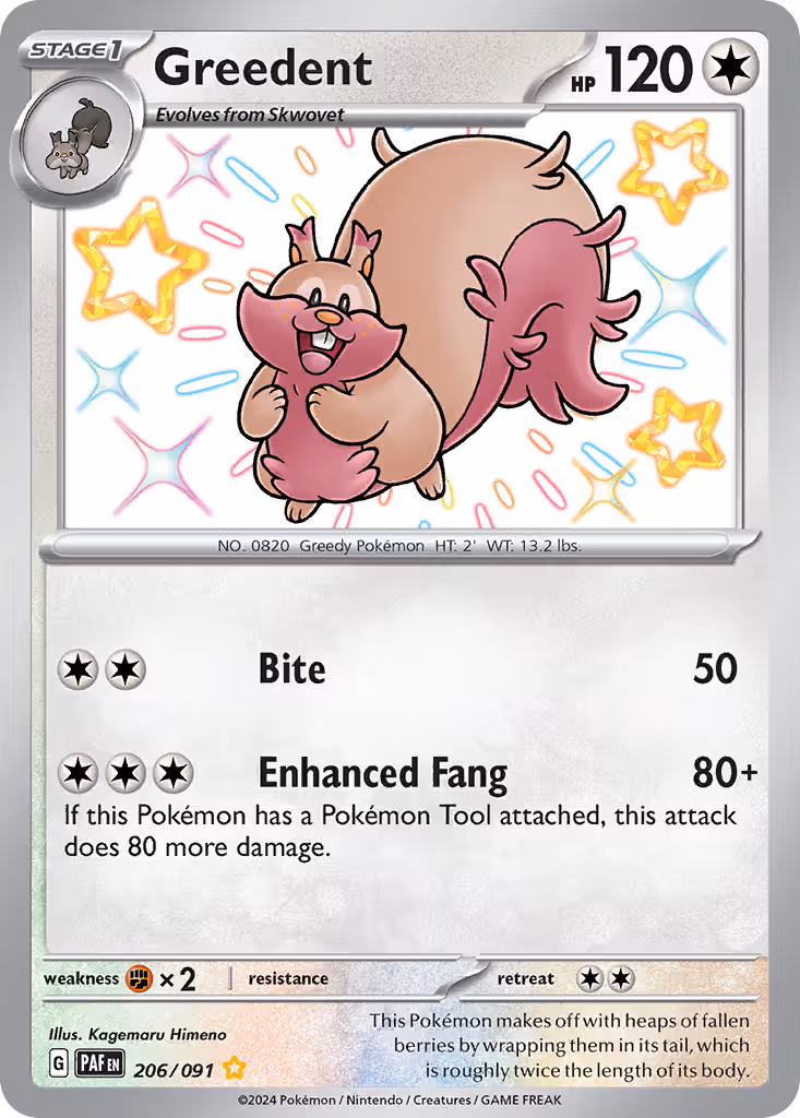 Greedent 206/91 Pokemon card