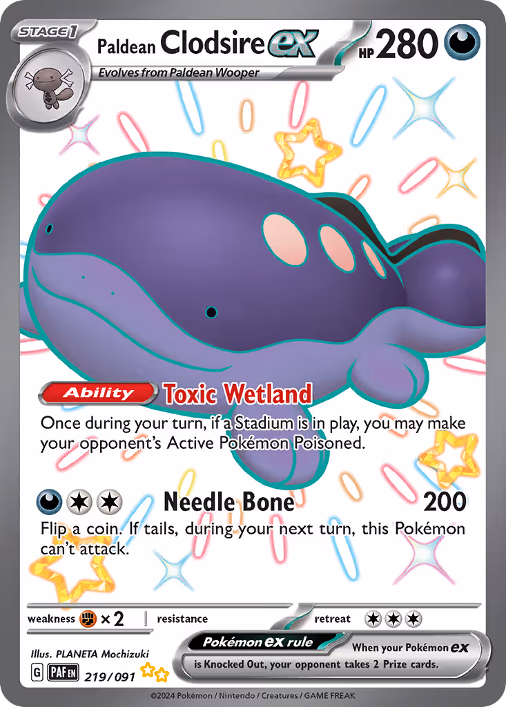 Paldean Clodsire ex 219/91 Pokemon card