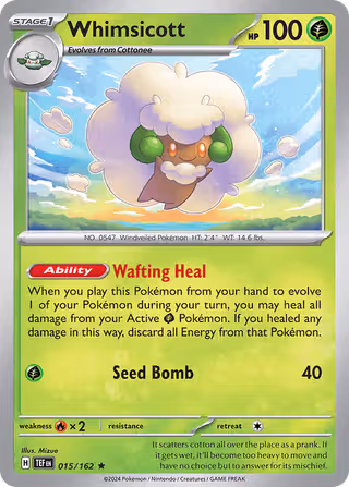 Whimsicott 15/162 Pokemon card