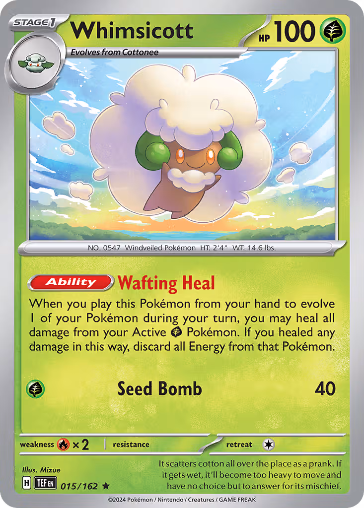 Whimsicott 15/162 Pokemon card