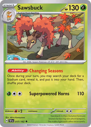 Sawsbuck 17/162 Pokemon card