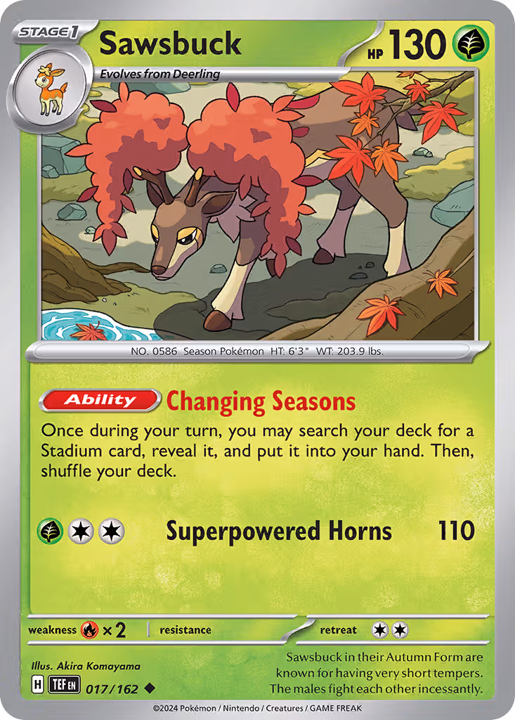 Sawsbuck 17/162 Pokemon card