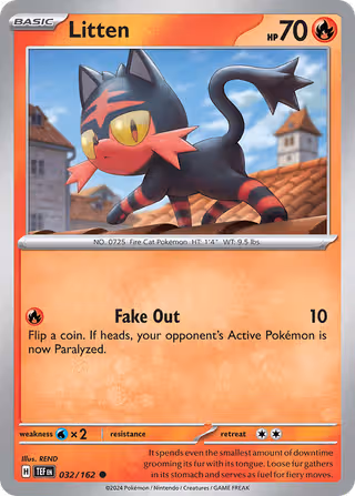 Litten 32/162 Pokemon card