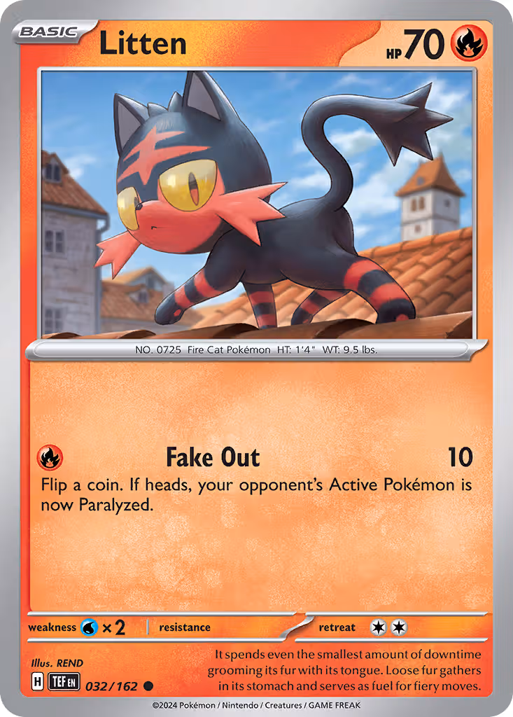 Litten 32/162 Pokemon card