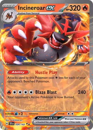 Incineroar ex 34/162 Pokemon card