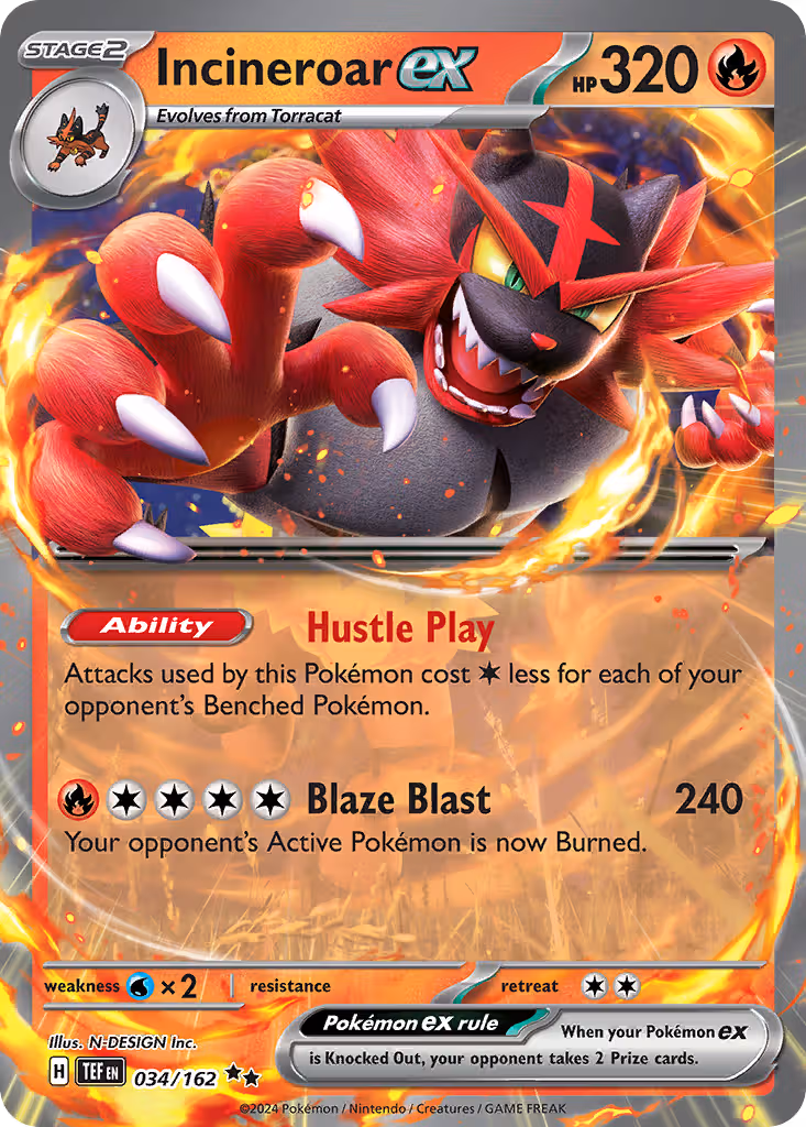 Incineroar ex 34/162 Pokemon card
