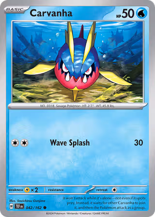 Carvanha 42/162 Pokemon card