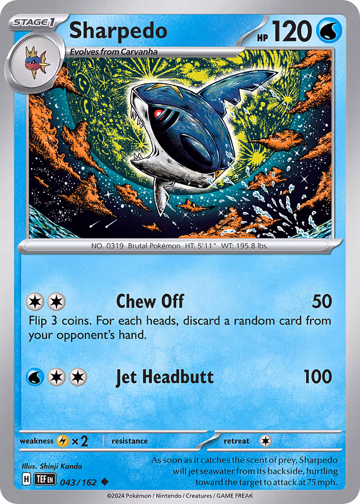 Sharpedo 43/162 Pokemon card