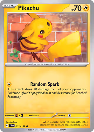 Pikachu 51/162 Pokemon card