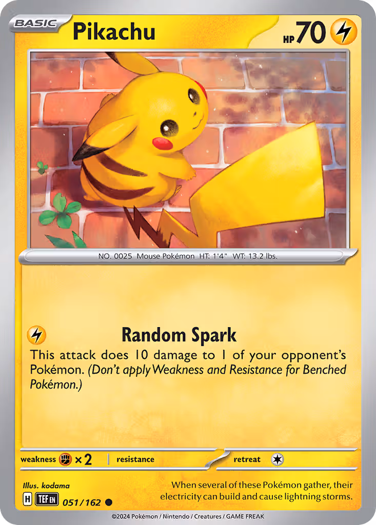 Pikachu 51/162 Pokemon card