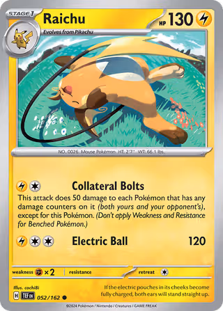 Raichu 52/162 Pokemon card
